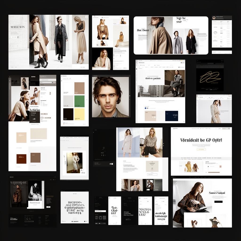 Curated moodboard of scraped UI, fashion, and brand assets
